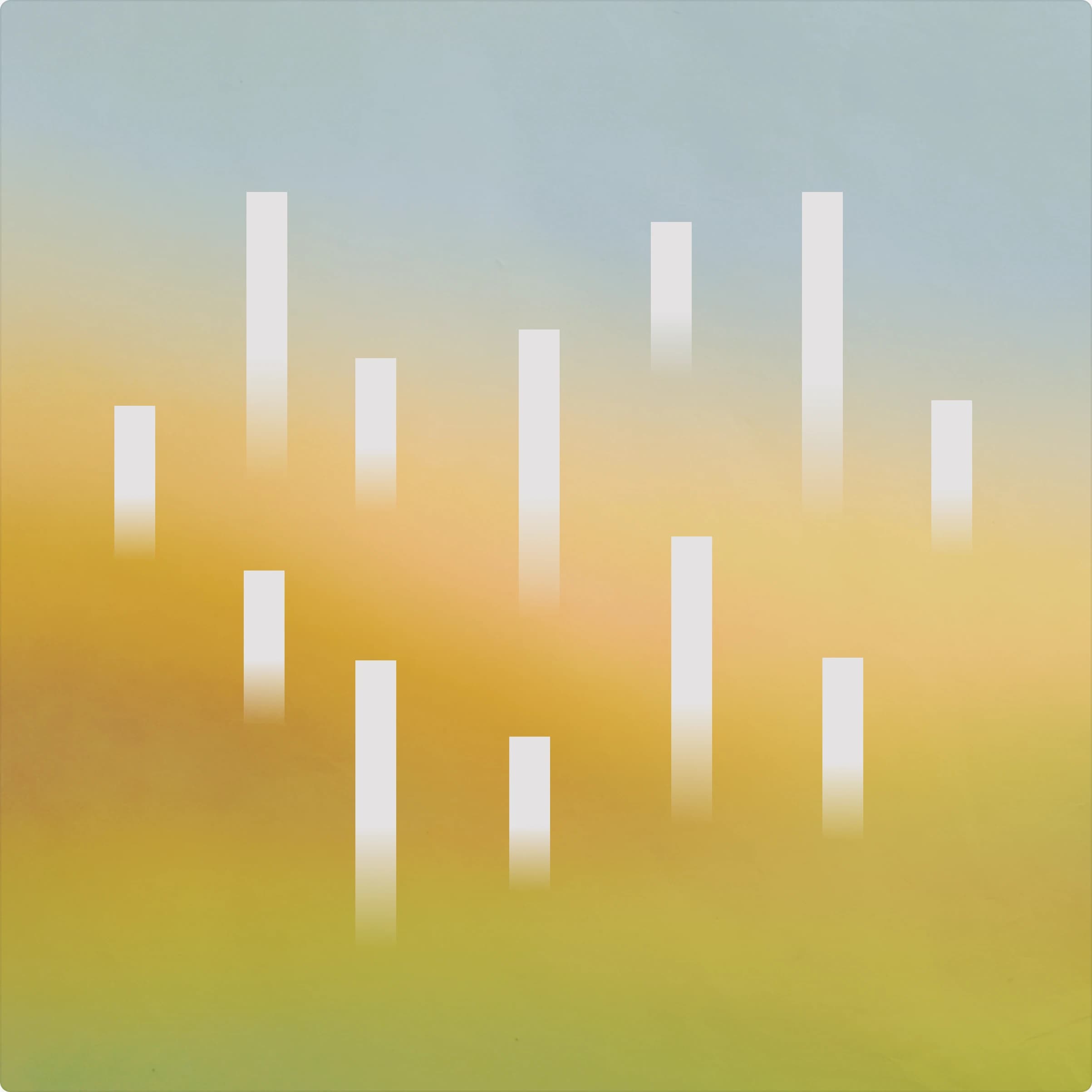 Bars rising at different heights over a misty gradient