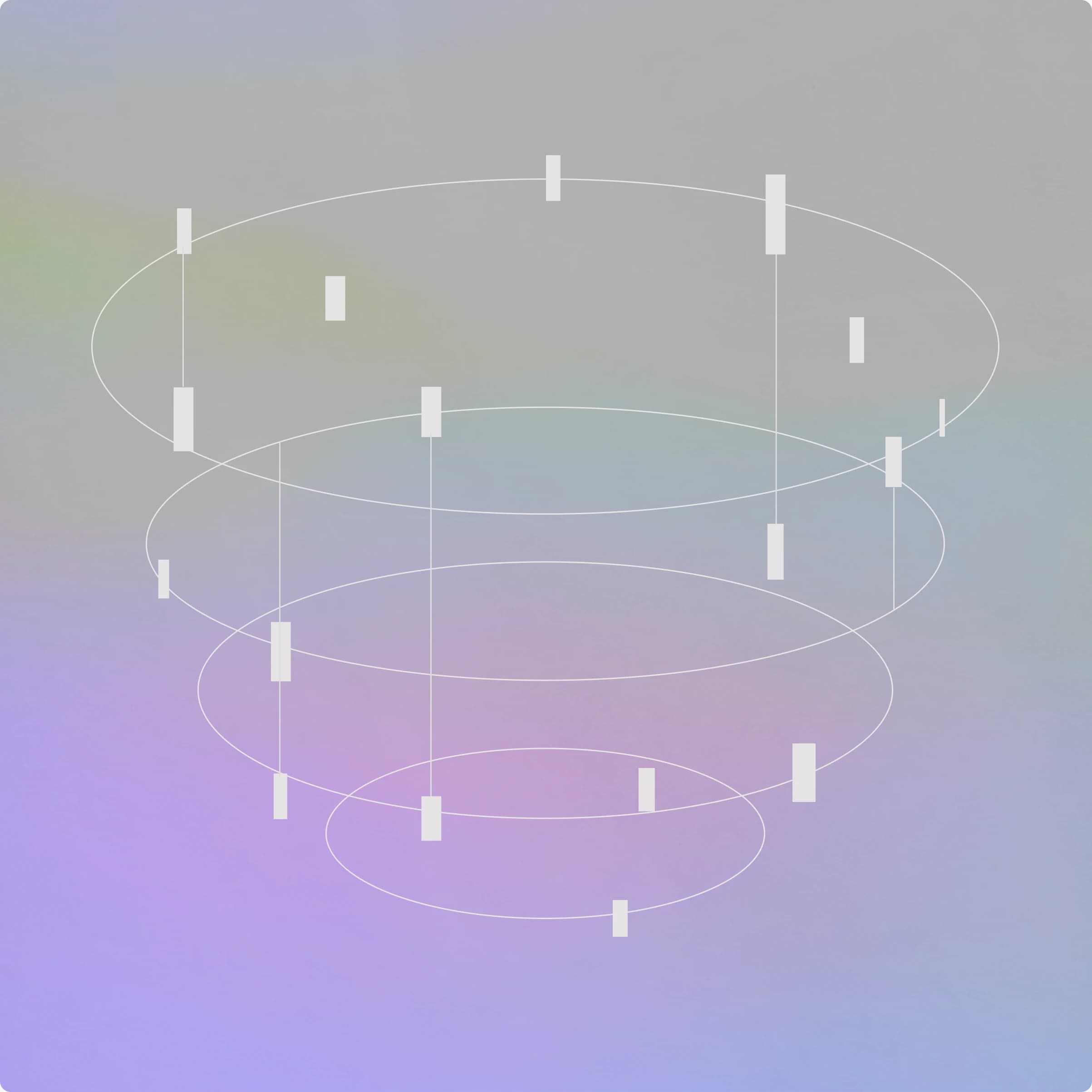 Stacked rings narrowing over a lavender gradient